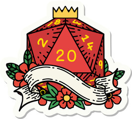 natural twenty D20 dice roll sticker