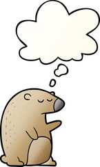 cartoon bear and thought bubble in smooth gradient style