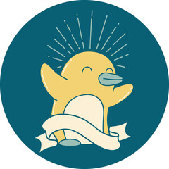 icon of tattoo style happy penguin