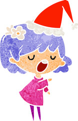 christmas retro cartoon of kawaii girl