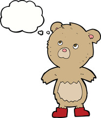 cartoon teddy bear with thought bubble