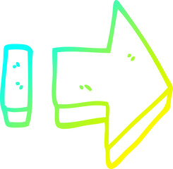 cold gradient line drawing cartoon pointing arrow