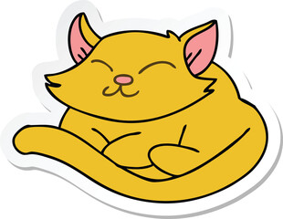 sticker of a quirky hand drawn cartoon cat