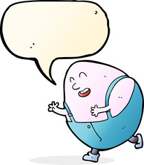 cartoon humpty dumpty egg character with speech bubble