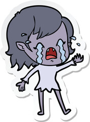 Obraz na płótnie Canvas sticker of a cartoon crying vampire girl