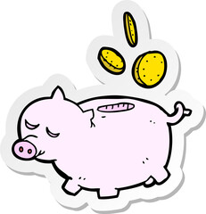 sticker of a cartoon piggy bank