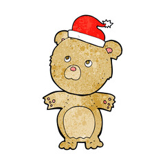 cartoon bear in christmas hat