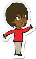 sticker of a cartoon woman arguing