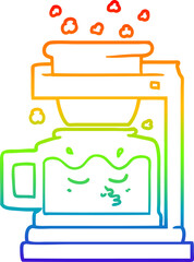 rainbow gradient line drawing cartoon filter coffee machine