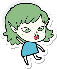 sticker of a pretty cartoon elf girl
