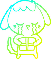 cold gradient line drawing cartoon crying dog