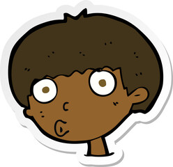 sticker of a cartoon surprised boy