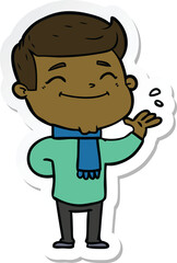 sticker of a happy cartoon man