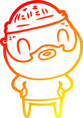 warm gradient line drawing cartoon bearded man
