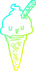 cold gradient line drawing cute ice cream