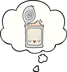 cartoon canned food and thought bubble