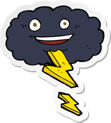 sticker of a cartoon storm cloud