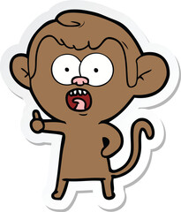 Obraz na płótnie Canvas sticker of a cartoon shocked monkey