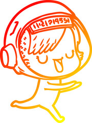 warm gradient line drawing cartoon astronaut woman