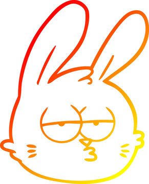 warm gradient line drawing cartoon jaded rabbit face