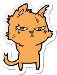 sticker of a tough cartoon cat