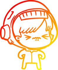 warm gradient line drawing cartoon astronaut woman
