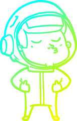 cold gradient line drawing cartoon confident astronaut