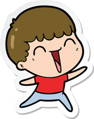 Obraz premium sticker of a cartoon happy man laughing