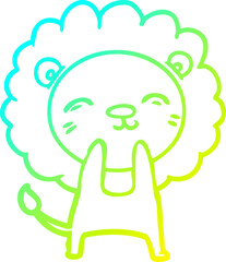 cold gradient line drawing cartoon lion