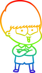 rainbow gradient line drawing cartoon happy boy
