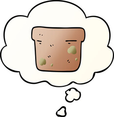 cartoon plant pot and thought bubble in smooth gradient style