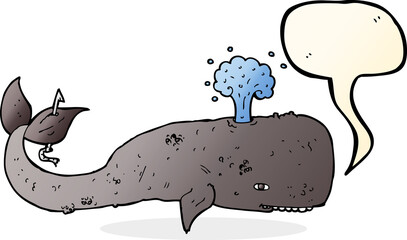 cartoon whale with speech bubble