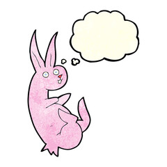 cue cartoon rabbit with thought bubble