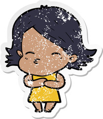 distressed sticker of a cartoon woman