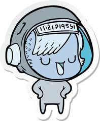 sticker of a cartoon astronaut woman