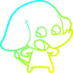 cold gradient line drawing cute cartoon elephant