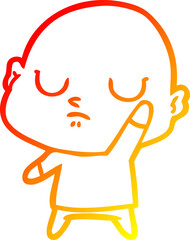 warm gradient line drawing cartoon bald man