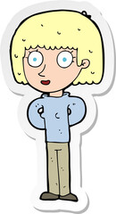 sticker of a cartoon staring woman