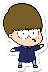 sticker of a curious cartoon boy