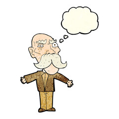 cartoon angry old man with thought bubble