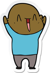 sticker of a happy cartoon bald man