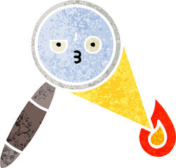 retro illustration style cartoon magnifying glass