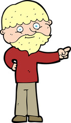 cartoon bearded man pointing