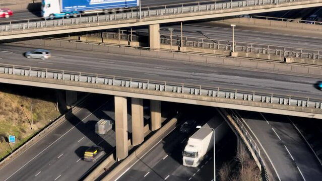 UK Highways M25 and M1 Motorways Interchange Aerial View