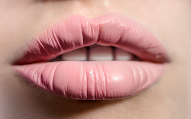 Fototapeta premium Close-up / Makro Shot Lips - Pattern - Lipstick / Lippen Lippenstift / Natural Lips Sensual