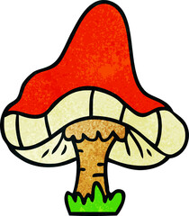 textured cartoon doodle of a single mushroom