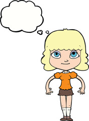 cartoon girl with thought bubble
