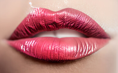 Close-up / Makro Shot Lips - Pattern - Lipstick / Lippen Lippenstift / Sensual Dark Red Lipstick