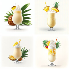 Pina-Colada-Cocktail Icon-Sammlung – freigestellt – Generative AI