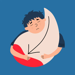 The child suffers from hypoglycemia. A teenager with symptoms of low blood sugar. Vector illustration in flat style